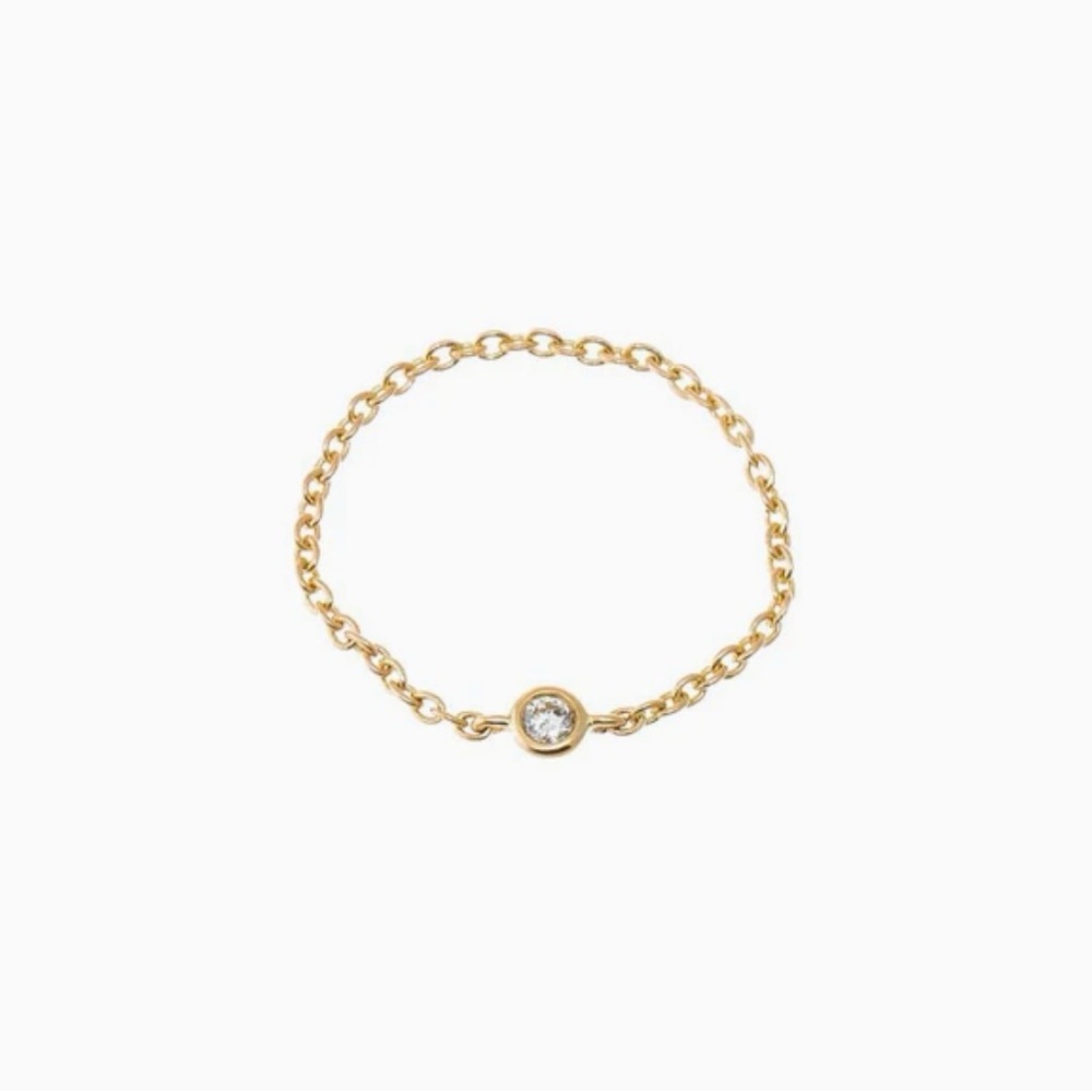 Mini Diamond Bezel Chain Ring 14K